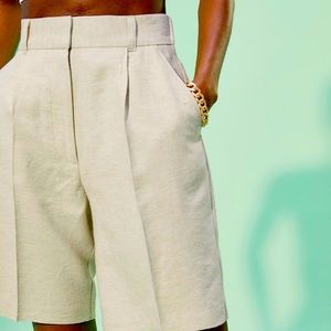 H&M linen blend shorts - OLIVE color, size 4